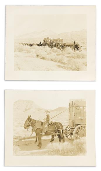 (CALIFORNIA--INYO COUNTY.) Three photographs of Death Valley-area wagon trains.